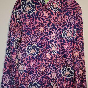 Vera Bradley Floral vibrant long sleeve Blouse Shirt XL